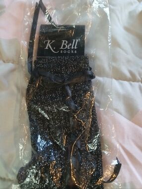 K. Bell Metallic Black Ankle Socks